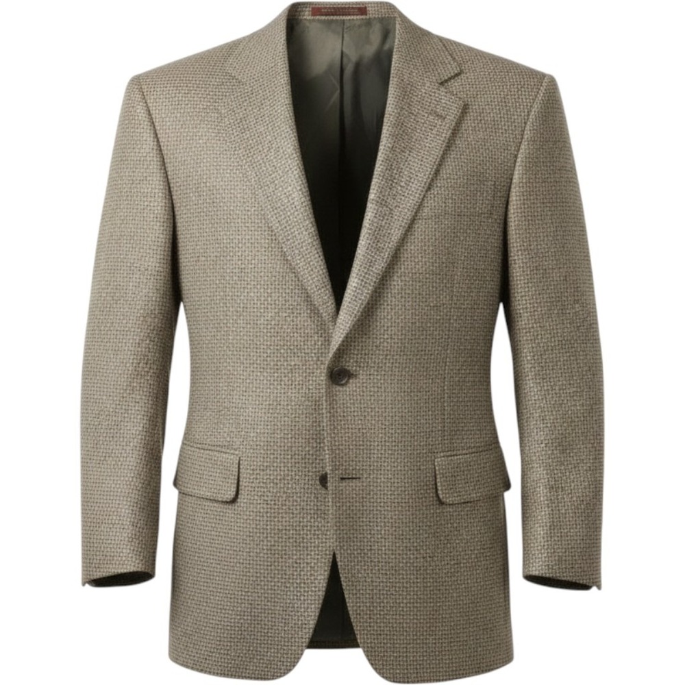 Nordstrom Mens 46 EX-L Silk Wool Houndstooth Sport Coat Blazer Tan Brown USA
